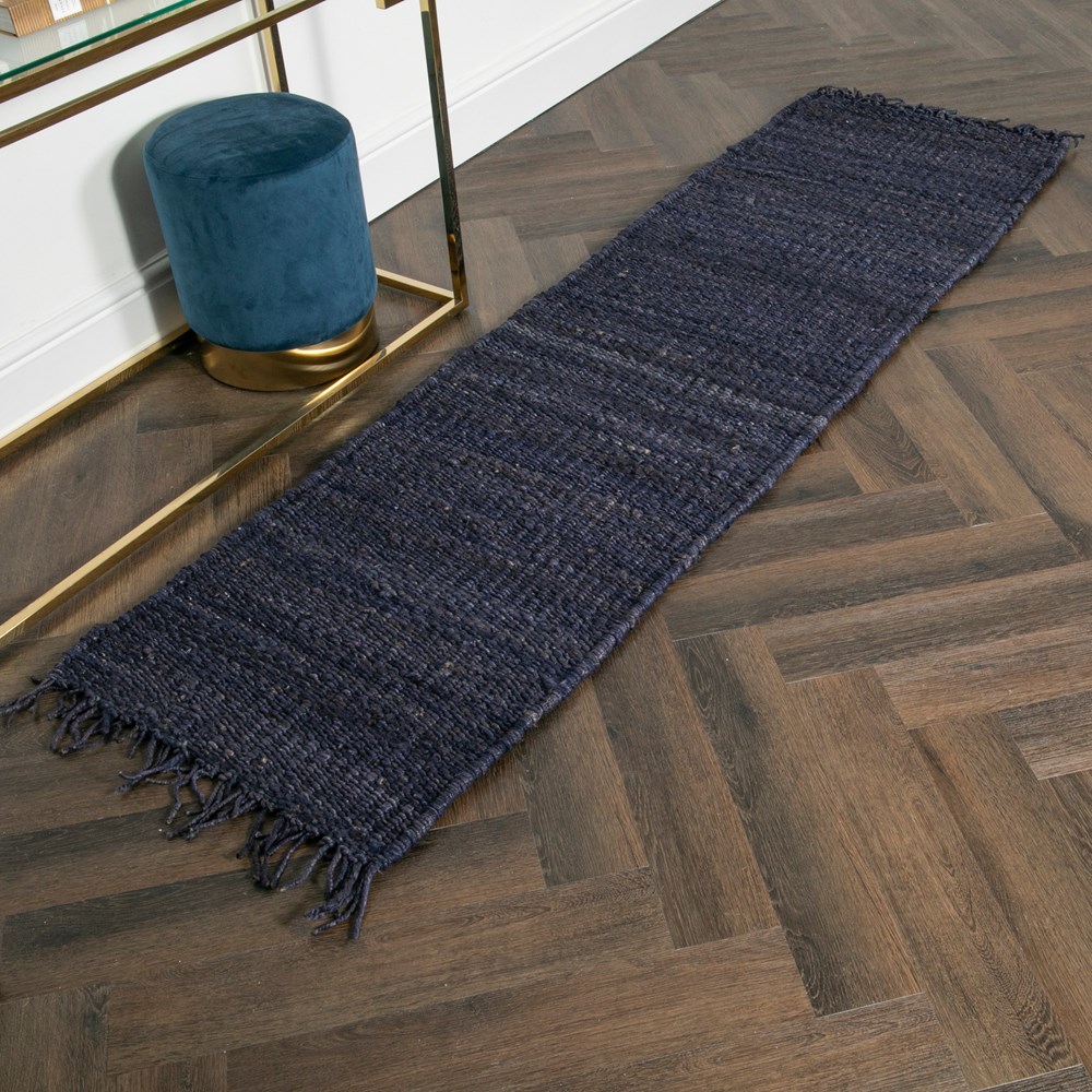 Talulah Chunky Jute Runner Rug in Navy Blue